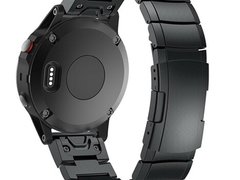 Curea ceas Smartwatch Garmin Fenix 7 / 6 / 5 Plus / 5, 22 mm Otel inoxidabil iUni Black Link Bracele